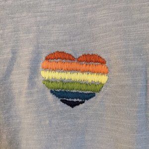 Lauren Conrad Embroidered Heart Tee- Organic Slub Cotton Pride Heart